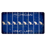 Michigan Blue Great Lakes Cut License Plate Strips (Set of 8) Beaver