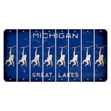 Michigan Blue Great Lakes Cut License Plate Strips (Set of 8) Monkey