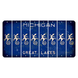 Michigan Blue Great Lakes Cut License Plate Strips (Set of 8) Gecko