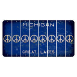 Michigan Blue Great Lakes Cut License Plate Strips (Set of 8) Peace Sign