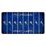 Michigan Blue Great Lakes Cut License Plate Strips (Set of 8) Skier
