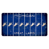 Michigan Blue Great Lakes Cut License Plate Strips (Set of 8) Bull Rider