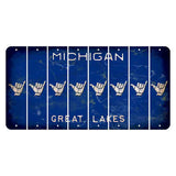 Michigan Blue Great Lakes Cut License Plate Strips (Set of 8) Hang Loose