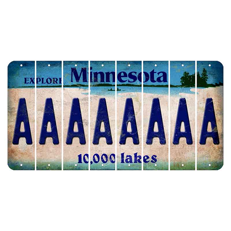 Minnesota 10000 Lakes Cut License Plate Strips (Set of 8) A