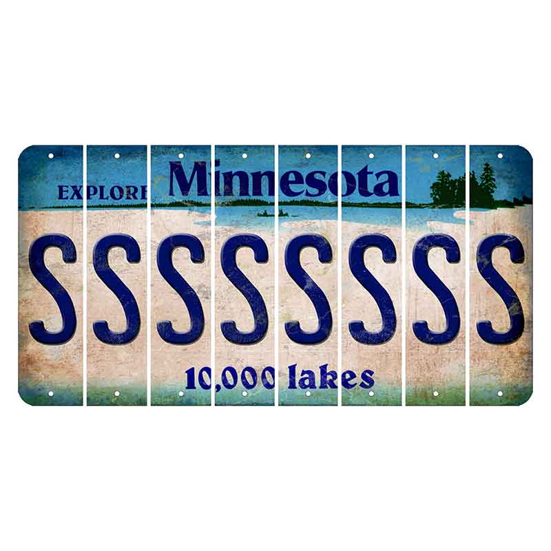 Minnesota 10000 Lakes Cut License Plate Strips (Set of 8) S