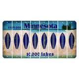Minnesota 10000 Lakes Cut License Plate Strips (Set of 8) Surfboard