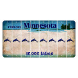 Minnesota 10000 Lakes Cut License Plate Strips (Set of 8) Dolphin