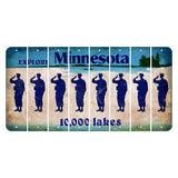 Minnesota 10000 Lakes Cut License Plate Strips (Set of 8) Soldier - Saluting
