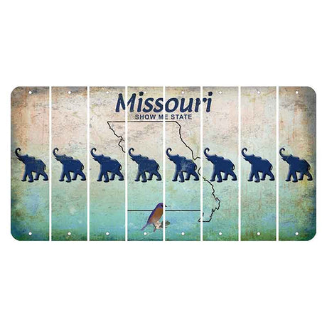 Missouri Bluebird Cut License Plate Strips (Set of 8) Elephant
