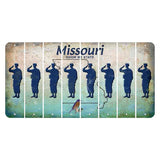 Missouri Bluebird Cut License Plate Strips (Set of 8) Soldier - Saluting
