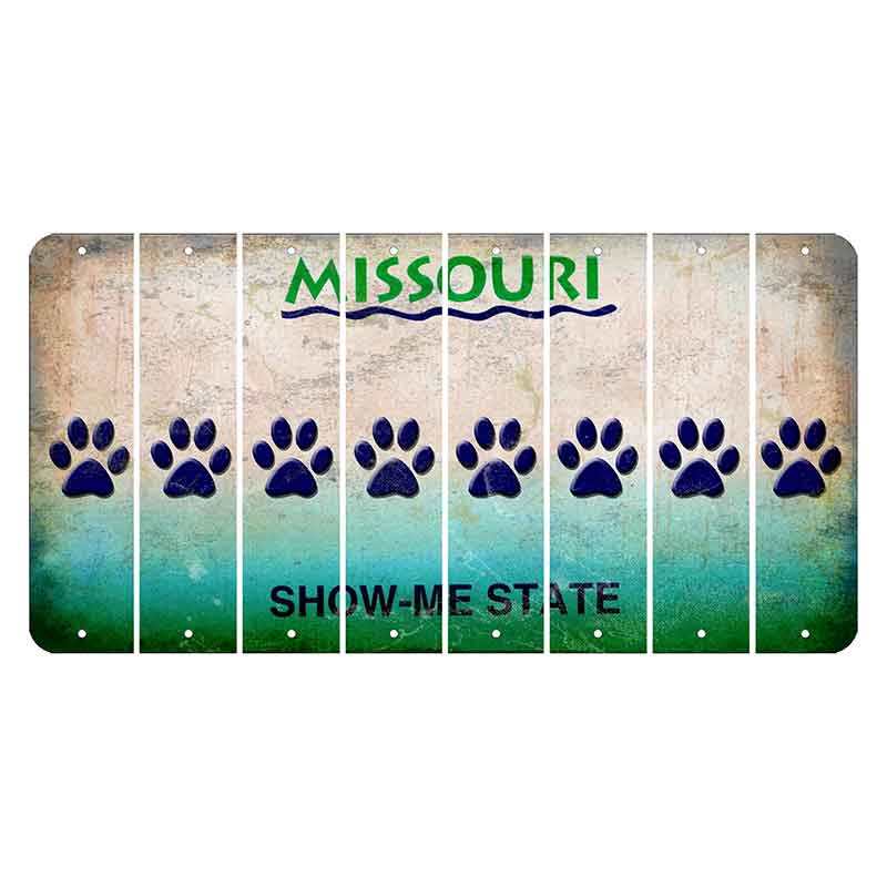 Missouri Show Me State Cut License Plate Strips (Set of 8) Dog Paw