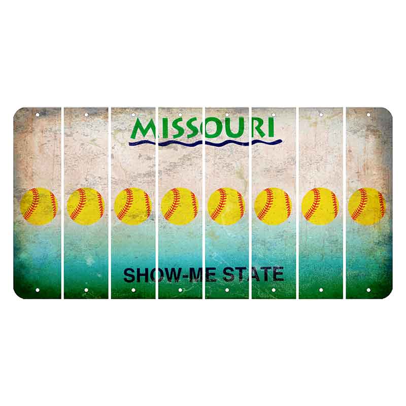Missouri Show Me State Cut License Plate Strips (Set of 8) Softball