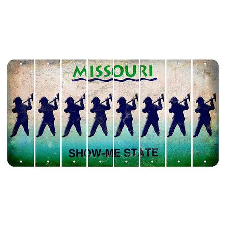 Missouri Show Me State Cut License Plate Strips (Set of 8) Fireman with Axe