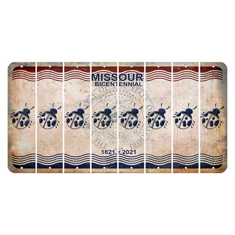 Missouri Bicentennial Cut License Plate Strips (Set of 8) Ladybug