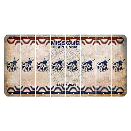 Missouri Bicentennial Cut License Plate Strips (Set of 8) Ladybug