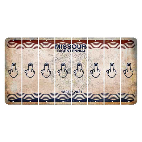 Missouri Bicentennial Cut License Plate Strips (Set of 8) Middle Finger