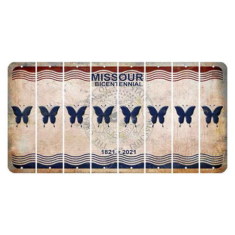 Missouri Bicentennial Cut License Plate Strips (Set of 8) Butterfly