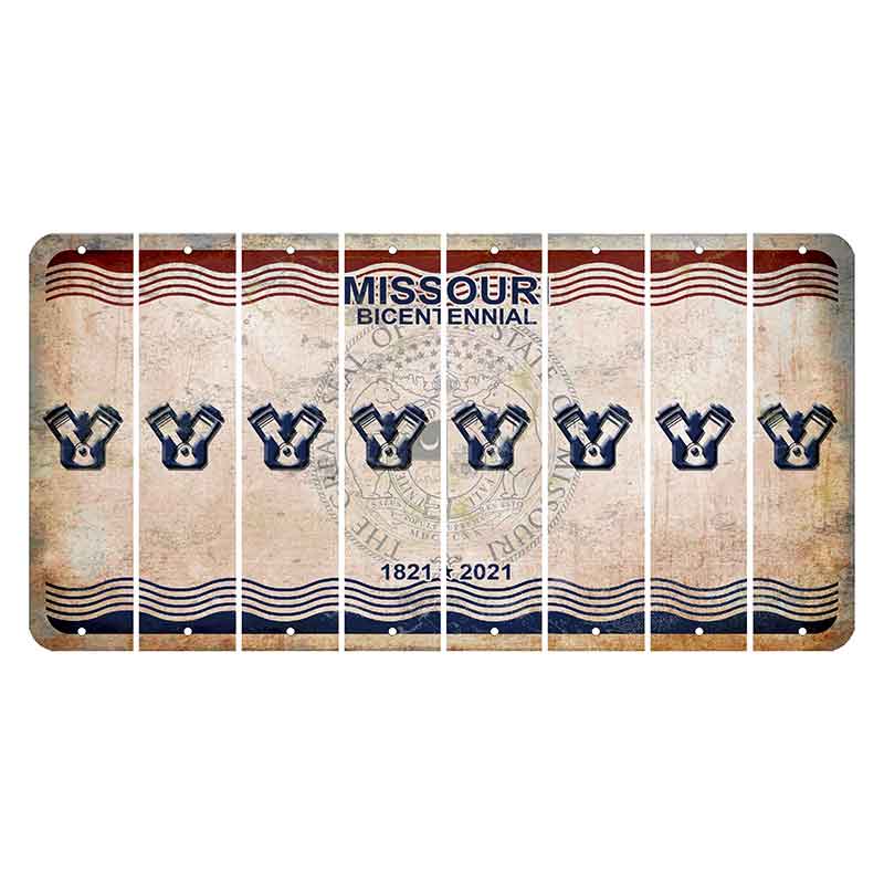 Missouri Bicentennial Cut License Plate Strips (Set of 8) Engine