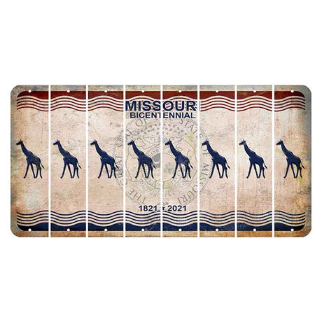 Missouri Bicentennial Cut License Plate Strips (Set of 8) Giraffe