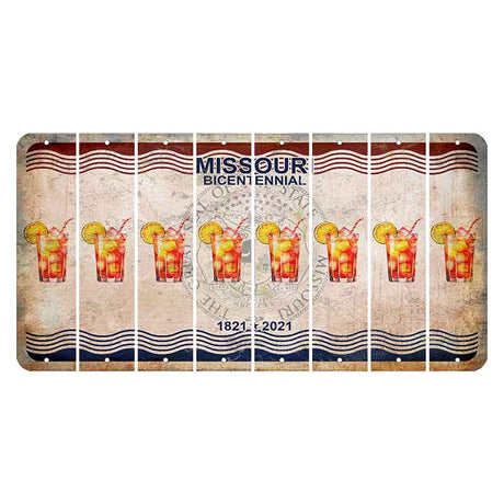 Missouri Bicentennial Cut License Plate Strips (Set of 8) Cocktail