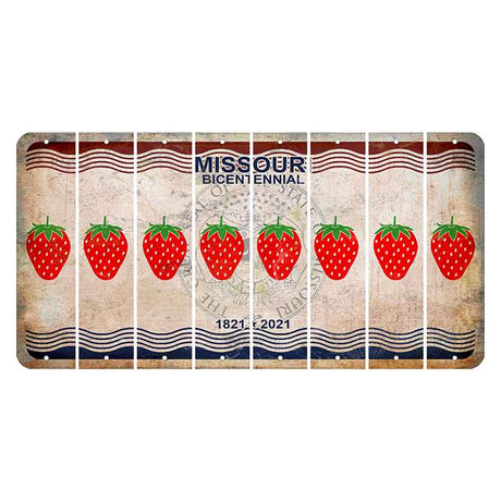 Missouri Bicentennial Cut License Plate Strips (Set of 8) Strawberry