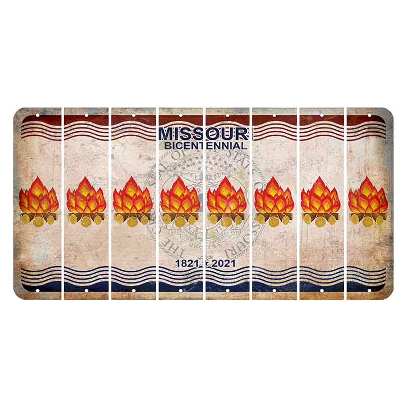 Missouri Bicentennial Cut License Plate Strips (Set of 8) Campfire