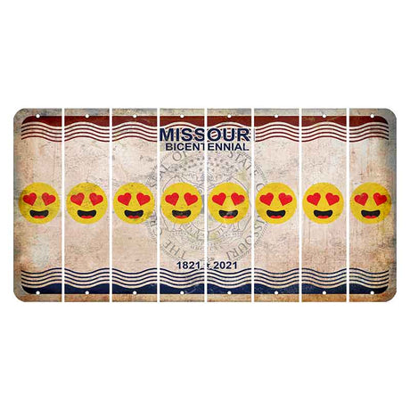 Missouri Bicentennial Cut License Plate Strips (Set of 8) Emoji - Heart Eyes