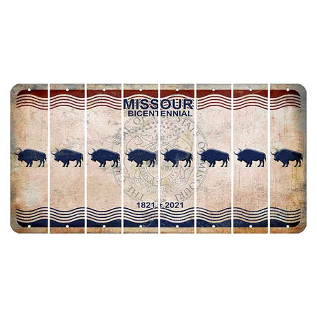 Missouri Bicentennial Cut License Plate Strips (Set of 8) Buffalo