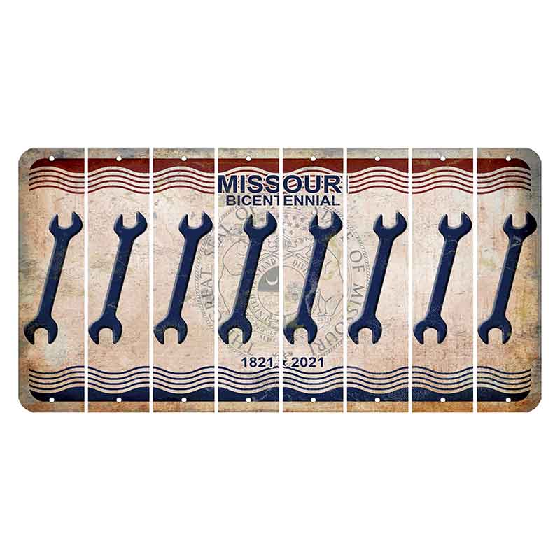 Missouri Bicentennial Cut License Plate Strips (Set of 8) Wrench