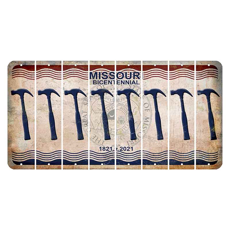 Missouri Bicentennial Cut License Plate Strips (Set of 8) Hammer