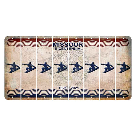 Missouri Bicentennial Cut License Plate Strips (Set of 8) Snowboarder