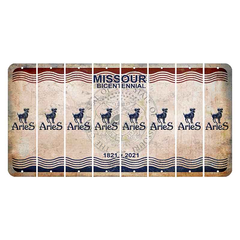 Missouri Bicentennial Cut License Plate Strips (Set of 8) Zodiac Sign - Aries