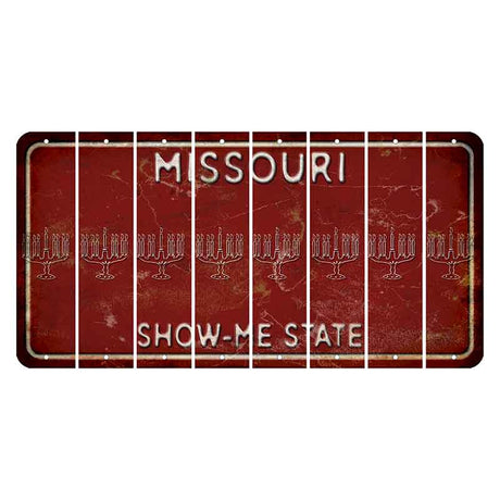 Missouri Maroon Show Me State Cut License Plate Strips (Set of 8) Menorah