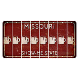 Missouri Maroon Show Me State Cut License Plate Strips (Set of 8) Beer Mug
