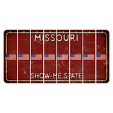Missouri Maroon Show Me State Cut License Plate Strips (Set of 8) American Flag