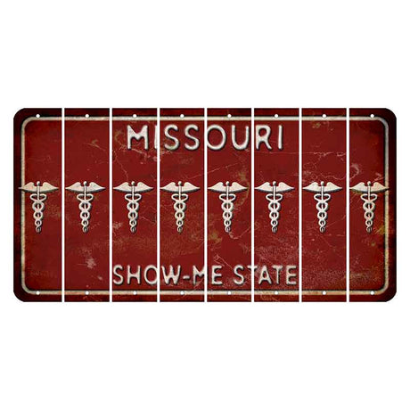 Missouri Maroon Show Me State Cut License Plate Strips (Set of 8) Caduceus