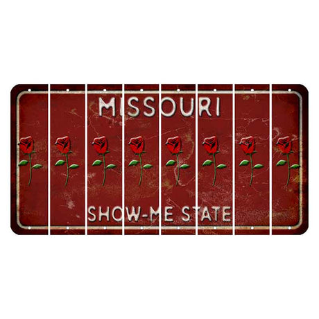Missouri Maroon Show Me State Cut License Plate Strips (Set of 8) Red Rose