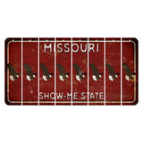 Missouri Maroon Show Me State Cut License Plate Strips (Set of 8) Bald Eagle
