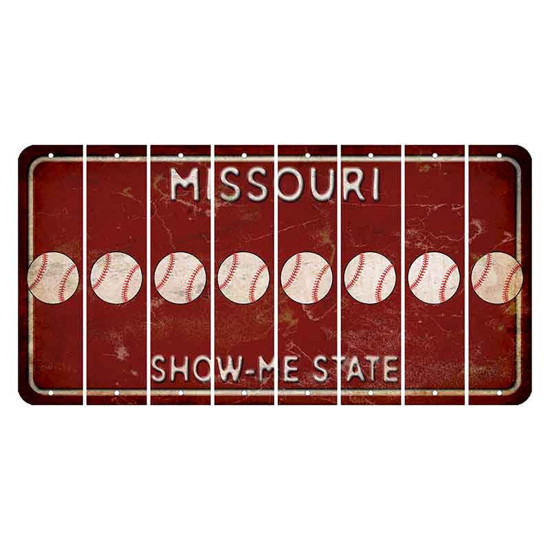Missouri Maroon Show Me State Cut License Plate Strips (Set of 8) Baseball