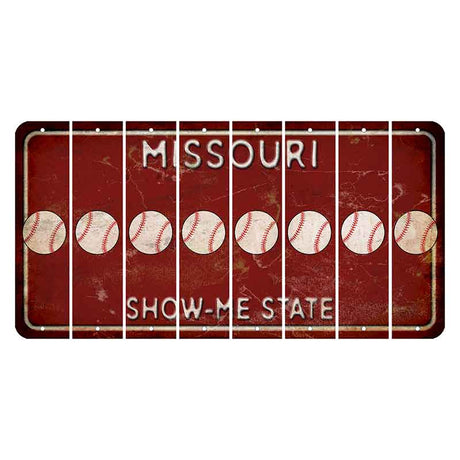 Missouri Maroon Show Me State Cut License Plate Strips (Set of 8) Baseball