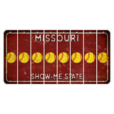 Missouri Maroon Show Me State Cut License Plate Strips (Set of 8) Softball