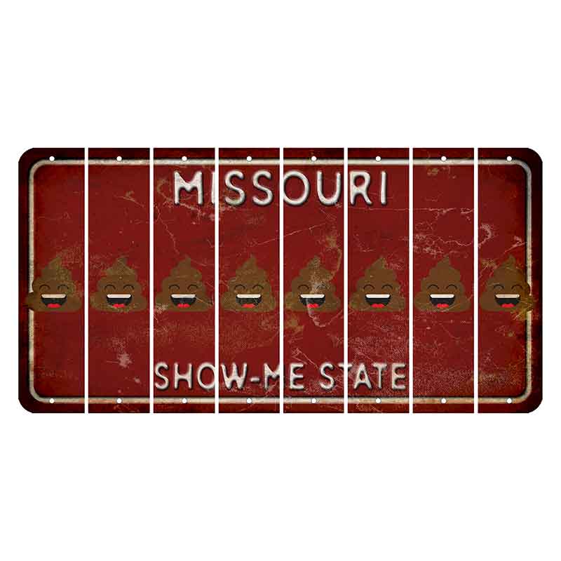 Missouri Maroon Show Me State Cut License Plate Strips (Set of 8) Emoji - Poop