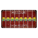 Missouri Maroon Show Me State Cut License Plate Strips (Set of 8) Emoji - Crying