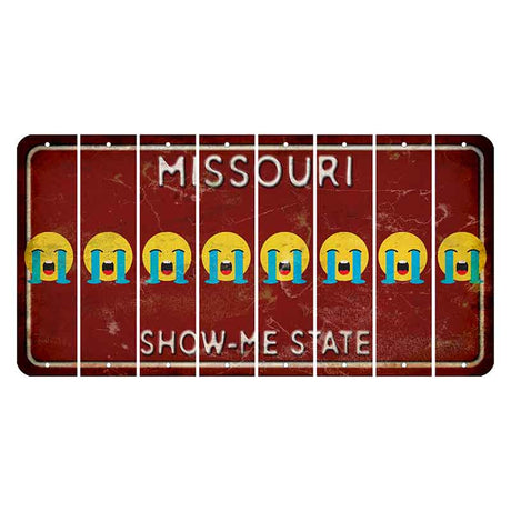 Missouri Maroon Show Me State Cut License Plate Strips (Set of 8) Emoji - Crying