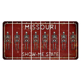Missouri Maroon Show Me State Cut License Plate Strips (Set of 8) Skeleton