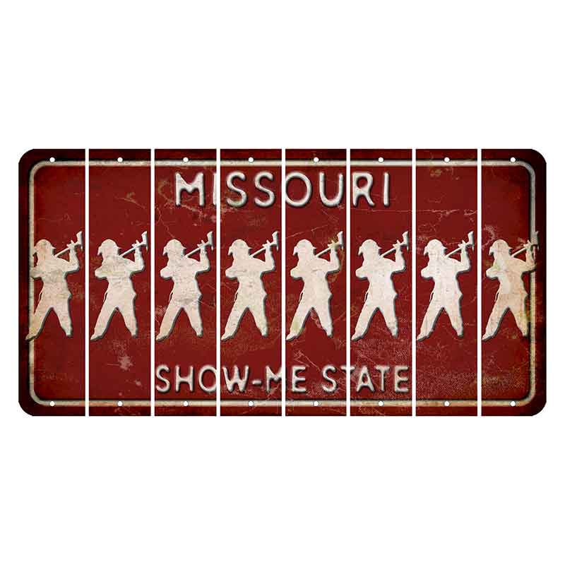 Missouri Maroon Show Me State Cut License Plate Strips (Set of 8) Fireman with Axe