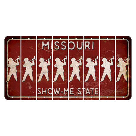 Missouri Maroon Show Me State Cut License Plate Strips (Set of 8) Fireman with Axe