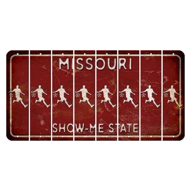 Missouri Maroon Show Me State Cut License Plate Strips (Set of 8) Soccer Player