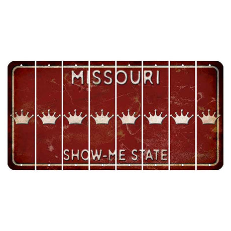 Missouri Maroon Show Me State Cut License Plate Strips (Set of 8) Crown