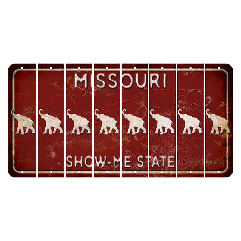 Missouri Maroon Show Me State Cut License Plate Strips (Set of 8) Elephant